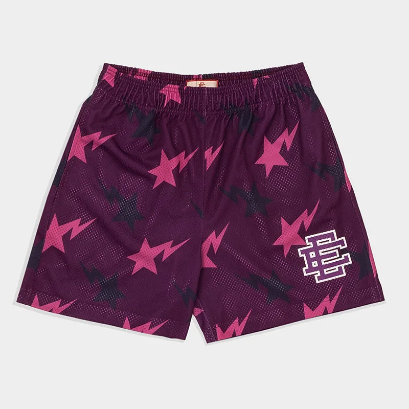 2025 New Summer EE Eric Emanuel  Basic Mesh Short Classic Floral Printed Gym Shorts Men's Gym Basketball Sports Beach Shorts