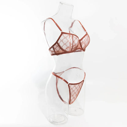 Krasapt New Arrival Ultra-thin Mesh See-through Plaid Bra And G-string Sexy Lingerie Sets Fancy Intimate Erotic set Onlyfans Kit