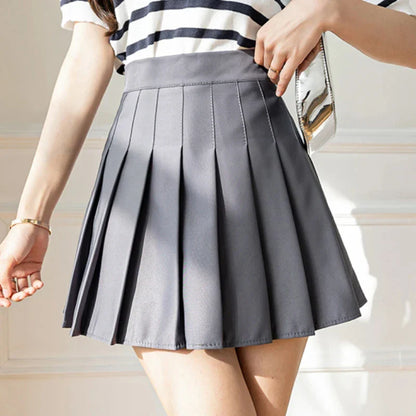 White Women Pleated Skirts Summer High Waist Zipper Girls Dancing JK Mini Skirts Black Fashion Student A Line Faldas 2024