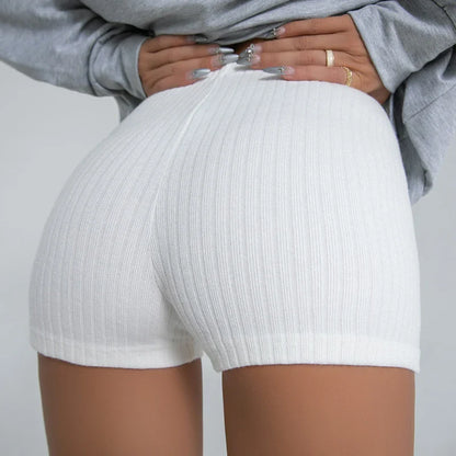 HELIAR Women High Waist A-line Shorts Thin Knit Sports Shorts For Women Casual Running Slim Bodycon Trousers 2025 Spring Summer