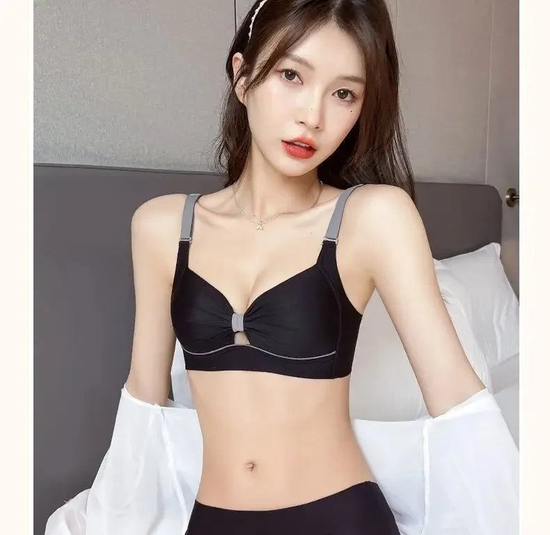 2/1Solid Wireless Sports Bra Comfy & Breathable Seamless Push Up Running Workout Tank Everyday Bra, Women's Lingerie & Underwear