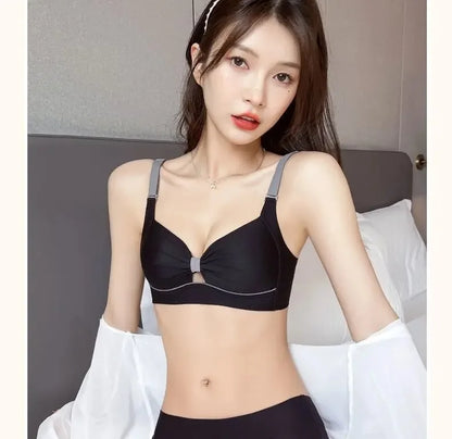 2/1Solid Wireless Sports Bra Comfy & Breathable Seamless Push Up Running Workout Tank Everyday Bra, Women's Lingerie & Underwear