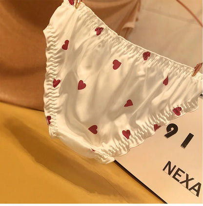 New girl's underwear waist satin love ladies briefs soft comfortable breathable high quality women's underwear female panties