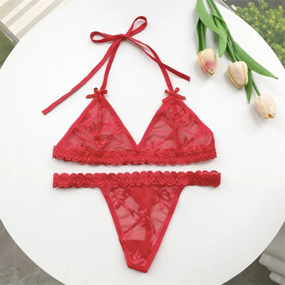 Name Custom Crystal Letter Thong Lace Tie Neck Bikini Bra Panties Sexy Personalized Name Low Waist G-String Underwear Bra Set