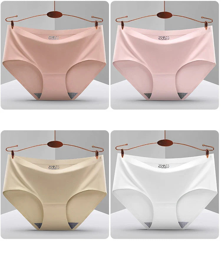 BZEL 6PCS/Set Women's Panties Seamless Female Underwear Plus Size Cozy Briefs Breathable Silk Satin Lingerie Hot Sale Underpants