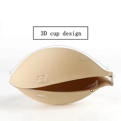 Invisible Adhesive Bra for Women Backless Strapless Push Up Sticky Silicone Wedding Underwear with Transparent Strap Reusable