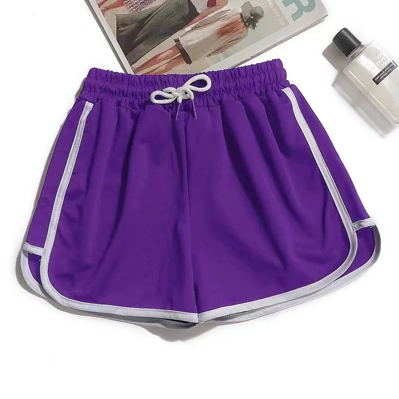 Women yoga Shorts Summer outer wear mid-waist casual loose straight pants lady stylish thin breathable wide leg gym short pants