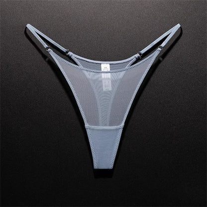 High Slit Women Seamless Thong Ultra-thin Mesh Sexy Underwear Transparent Gauze Sports Fitness G-string Plus Size