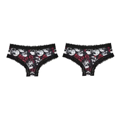 2Pc Set Lingerie Woman Sexy Underwear Lace Female Underwear Ghost Bat Butterfly Gothic Style Breathable Panties For Women