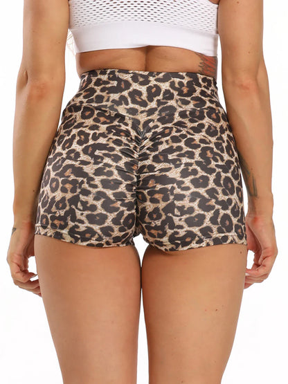 Sexy Booty Shorts Women Quick Drying Push Up Femme Shorts High Waist Workout Gym Shorts Stripe Leopard Fitness Running Shorts
