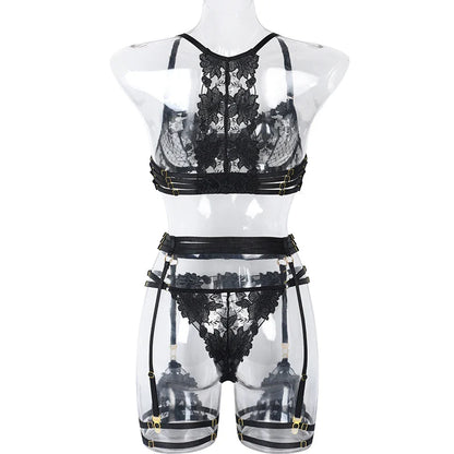 Lady Floral Lace Embroidery Lingerie Sets Women See-through Bra and Panty Set Underwear Sexy Hot Intimates Erotic Sexy Porn Suit