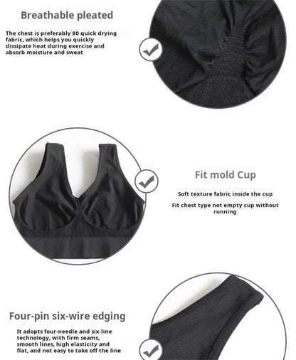 Seamless Bra For Women Crop Top Black Vertical Stripe Breathable Sports Bra Fitness Tube Tops Yoga Underwear Sports Bra