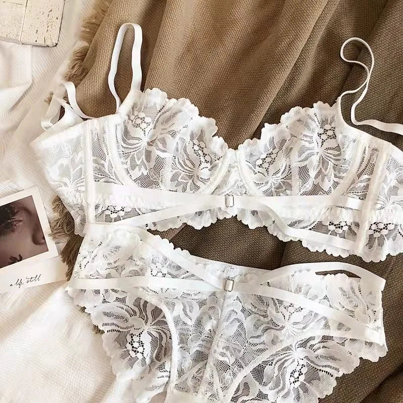 Logirlve Sexy Tоy For Women Bra Set Lingerie Push Up Brassiere Lace Embroidery Underwear Set Ultra-thin Cup Female Lingerie