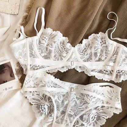 Logirlve Sexy Tоy For Women Bra Set Lingerie Push Up Brassiere Lace Embroidery Underwear Set Ultra-thin Cup Female Lingerie