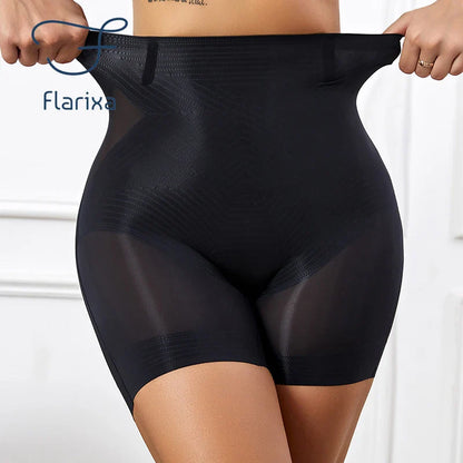 Flarixa Seamless High Waist Shorts Panties For Women Tummy Control Hip Lift Ice Silk Safety Pants Underwear Boyshorts Boxer