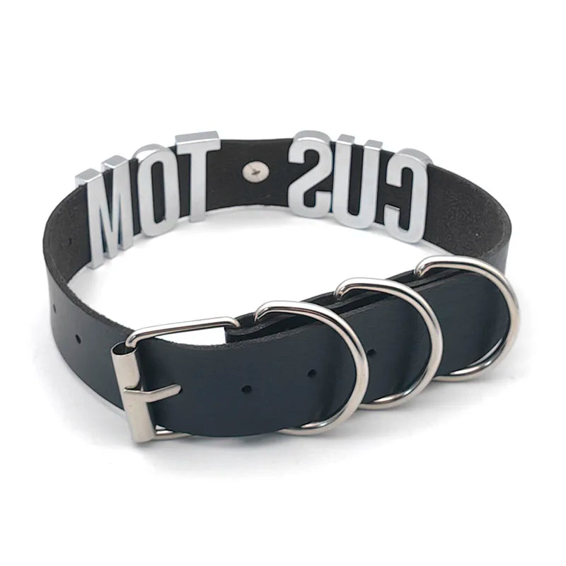 Sexy Punk Large Ring Pendant Customized Letters Collars Choker Necklace DIY Personalized Buckle Hoop Chocker Jewelry Cosplay