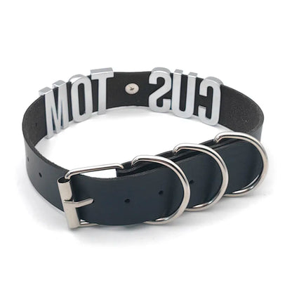 Sexy Punk Large Ring Pendant Customized Letters Collars Choker Necklace DIY Personalized Buckle Hoop Chocker Jewelry Cosplay