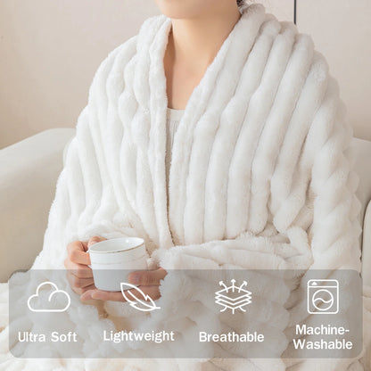 1pc flannel blanket - soft, comfortable, warm nap blanket, Christmas exquisite gift blanket, available in multiple colors