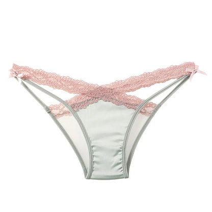 CINOON Women Sexy Lingerie G String Lace Panties Femal Low-waist Cross Bandage Transparent Temptation Underwear Comfort Intimate