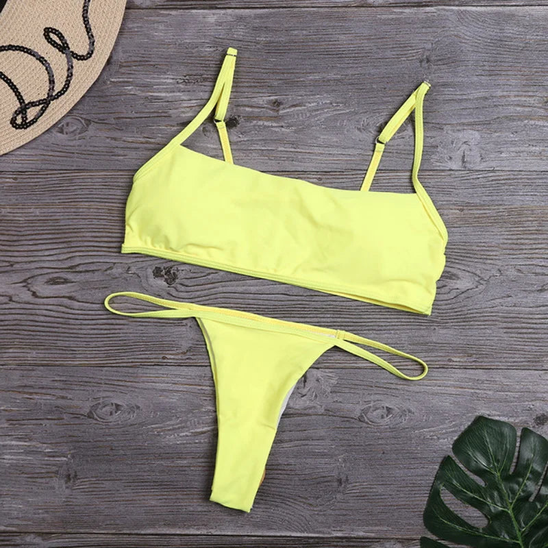 2025 Women Bikini Set Striped Split Swimsuit Low Waist Swimwear Women Biquini 2-Pieces Bathers Brazilian Swimming Suits