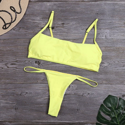 2025 Women Bikini Set Striped Split Swimsuit Low Waist Swimwear Women Biquini 2-Pieces Bathers Brazilian Swimming Suits