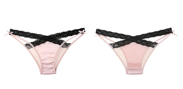 CINOON Women Sexy Lingerie G String Lace Panties Femal Low-waist Cross Bandage Transparent Temptation Underwear Comfort Intimate