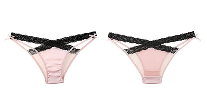 CINOON Women Sexy Lingerie G String Lace Panties Femal Low-waist Cross Bandage Transparent Temptation Underwear Comfort Intimate