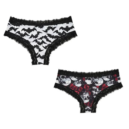 2Pc Set Lingerie Woman Sexy Underwear Lace Female Underwear Ghost Bat Butterfly Gothic Style Breathable Panties For Women