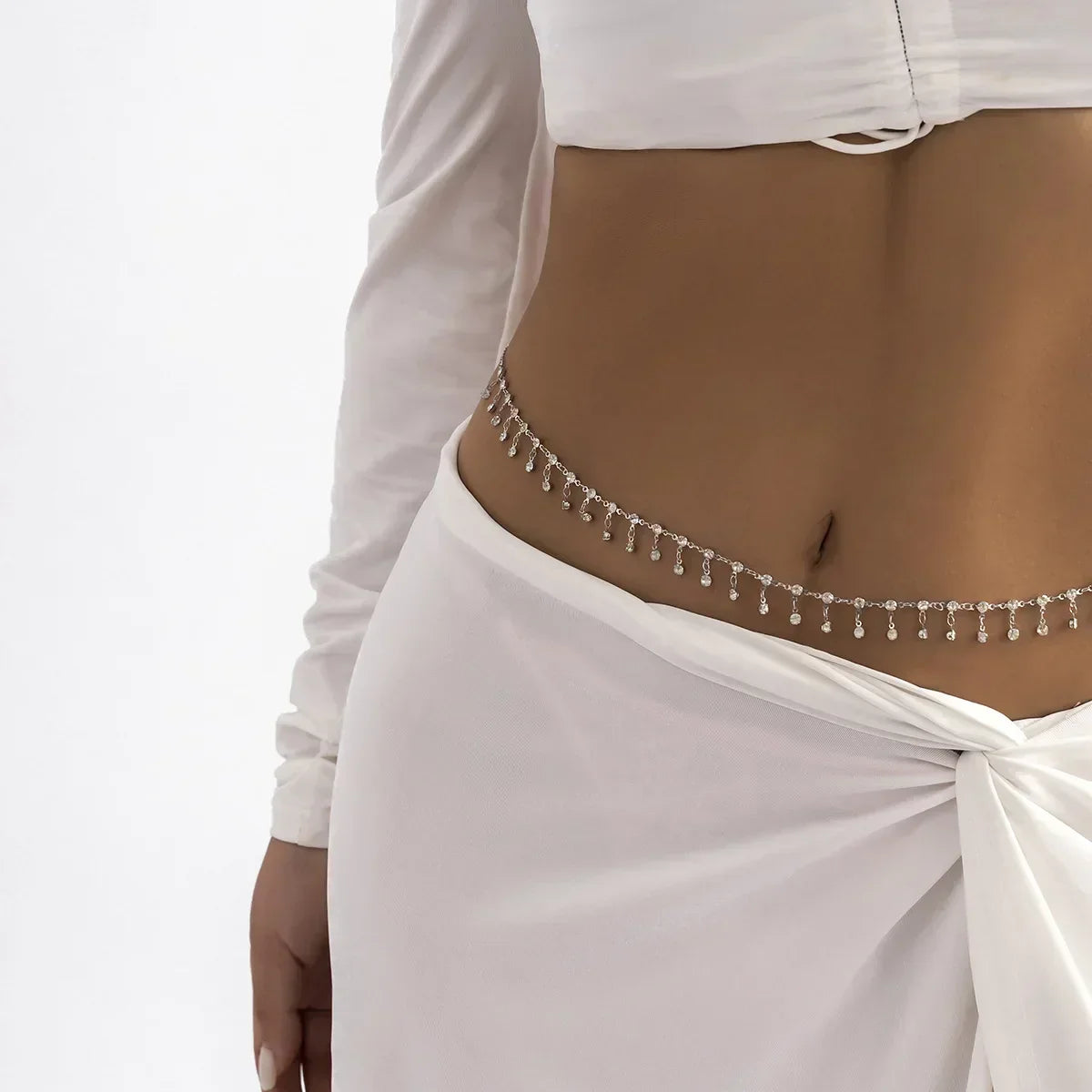 Versatile Peach Heart Sexy Body Chain Ladies' Summer Beach Bikini Body Accessories Simple Love Zircon Tassel Waist Chain