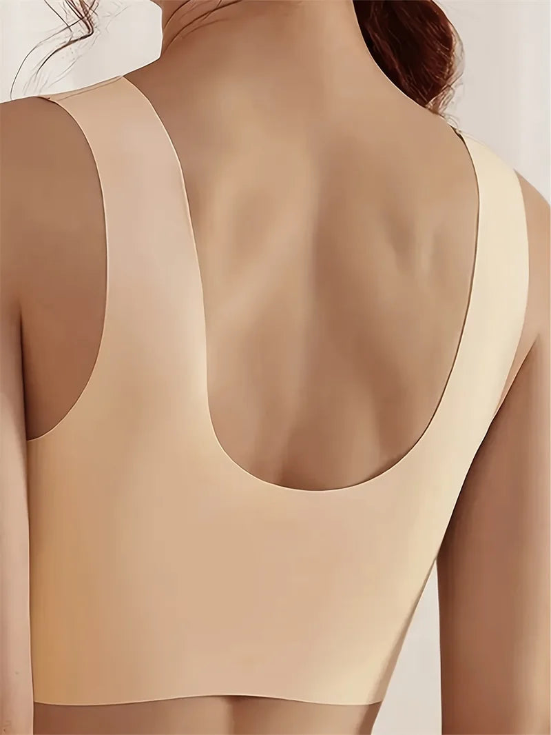 2/1Solid Wireless Sports Bra Comfy & Breathable Seamless Push Up Running Workout Tank Everyday Bra, Women's Lingerie & Underwear