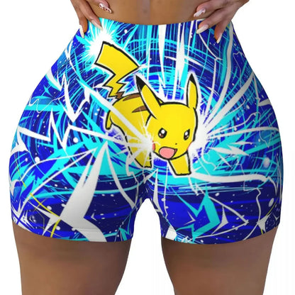 Custom Pikachus Women's Workout Yoga Shorts Athletic Gym Running Volleyball Shorts