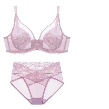 MOYISU Sexy Tushy Underwear Women's Big Boobs Small Boobs Hottie Set Ultra Thin Push-up Breast Anti-sag Soft Underwire Bra AB CD