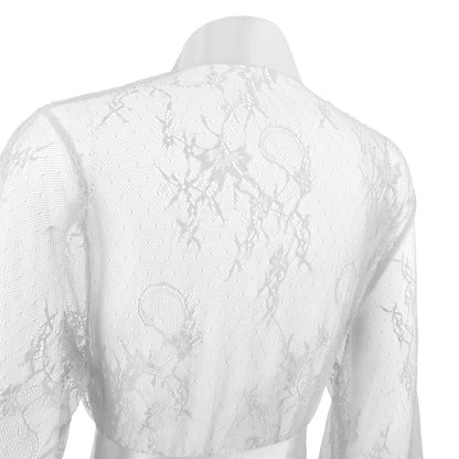 Women's Sexy Sheer Lace Robe Lingerie Long See Through Kimono Lingerie Dress Lace Gown Sleepwear