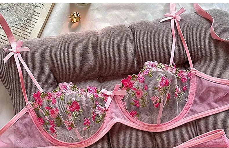 New Sexy Lace Floral Lingerie Set Women's Underwear Transparent Bra Party Sets Lace Lingerie Bra Set Underwear Set S-XL Size