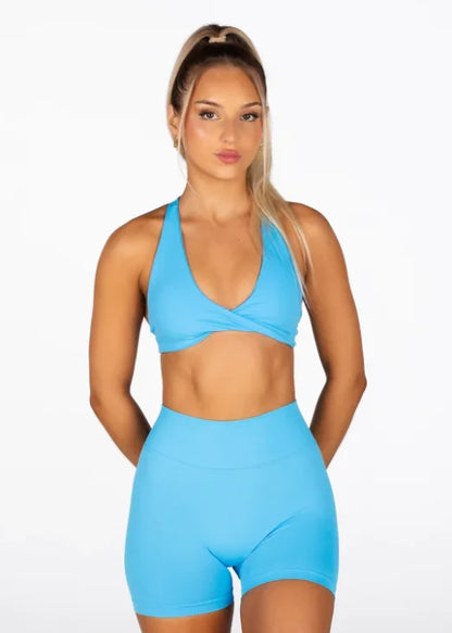 SHINBENE Women's Twist Workout Sports Bras Back Cross Padded Low Impact Fitness Bra Yoga Crop Tops