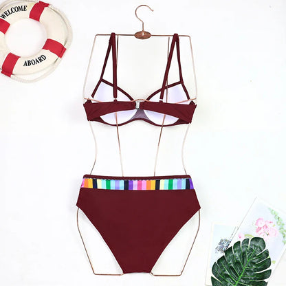 2024 New Women Swimsuit Sexy Women High Waist Bikini Swimwear Female Two Piece Beachwear Printed Bikinis Set Bathing Suit