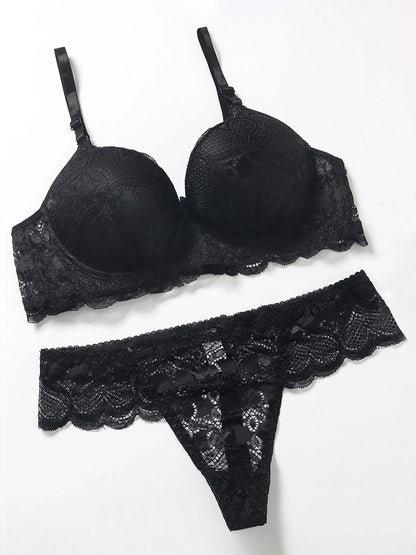 Women s Floral Lace Lingerie Set Sheer Mesh Seductive Babydoll Push up Bra and Panty 2 Pcs Set with Garter Belt