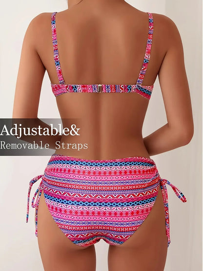 Sexy Print High Waist Bikini Women's Swimsuit Two Piece Strap Design Trendy Swimming Costume Female Fashionable Poolwear