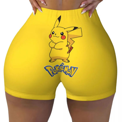 Custom Pikachus Women's Workout Yoga Shorts Athletic Gym Running Volleyball Shorts