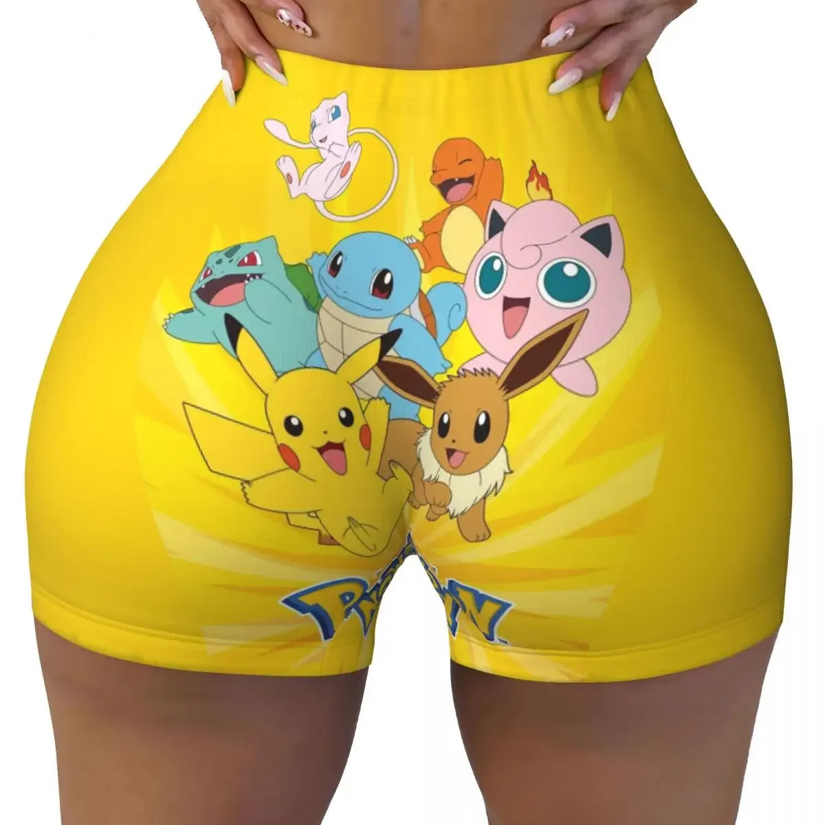 Custom Pikachus Women's Workout Yoga Shorts Athletic Gym Running Volleyball Shorts