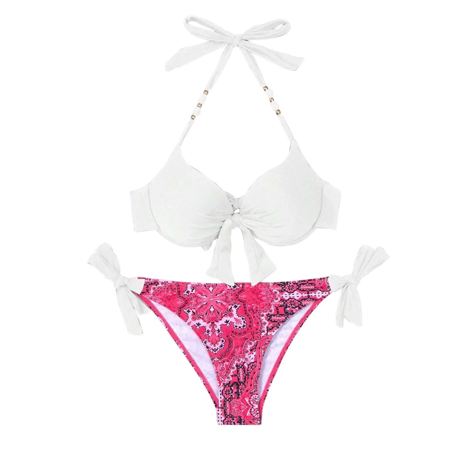 Sexy Push up Bikini 2024 Women Swimsuit Two Piece Swimwear Female Thong Bikinis Set Swimming for Bathing Suits Lace-up Biquini