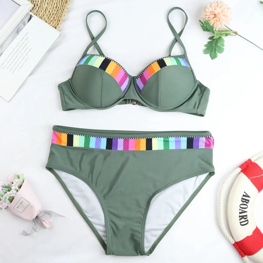 2024 New Women Swimsuit Sexy Women High Waist Bikini Swimwear Female Two Piece Beachwear Printed Bikinis Set Bathing Suit
