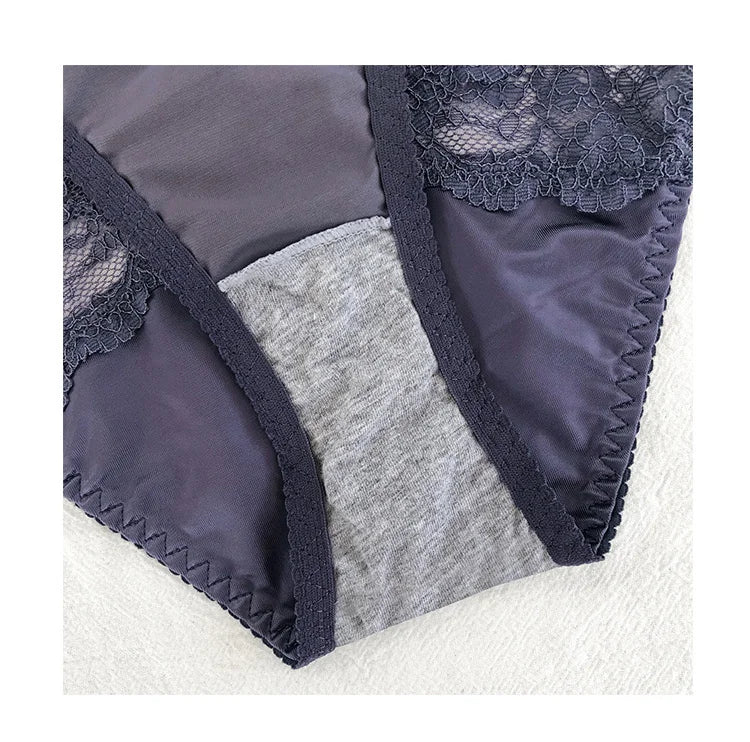 SP&CITY Satin Lace Sexy Women's Underwear Low Waist Transparent Hollow Out Panties Breathable Soft Seamless Briefs Lingerie