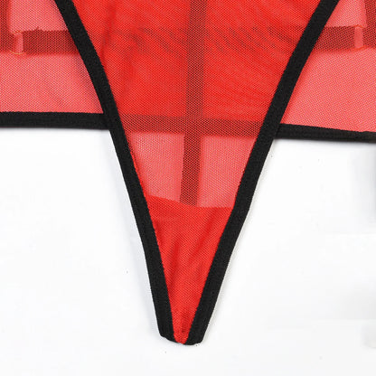Diccvicc Long Sleeve Lingerie Sexy Sheer Mesh Porn Top Crotchless Skirt Naked Bandage Women Underwear Uncensored Erotic Costume