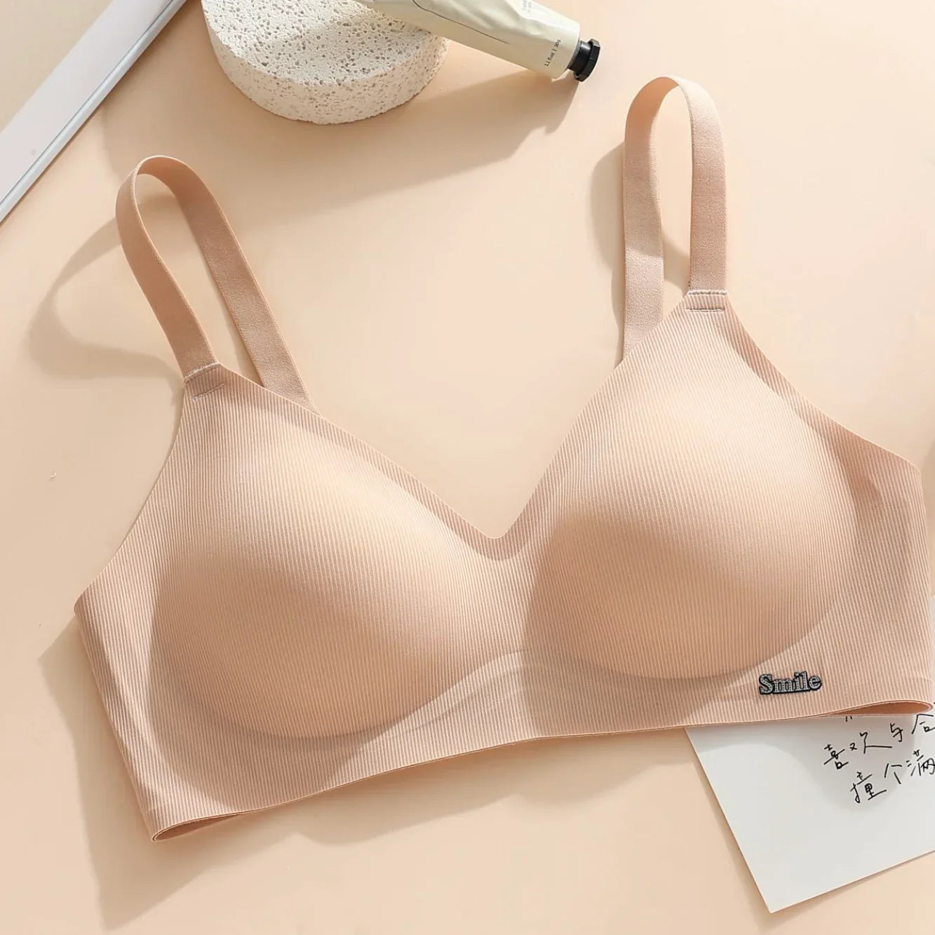 CAITING Beautiful Back Latex Cup Bra Soft Support Strips Skin-friendly Underwear For Women With Small Breasts