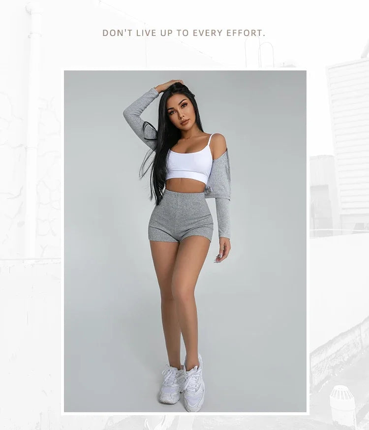 HELIAR Women High Waist A-line Shorts Thin Knit Sports Shorts For Women Casual Running Slim Bodycon Trousers 2025 Spring Summer