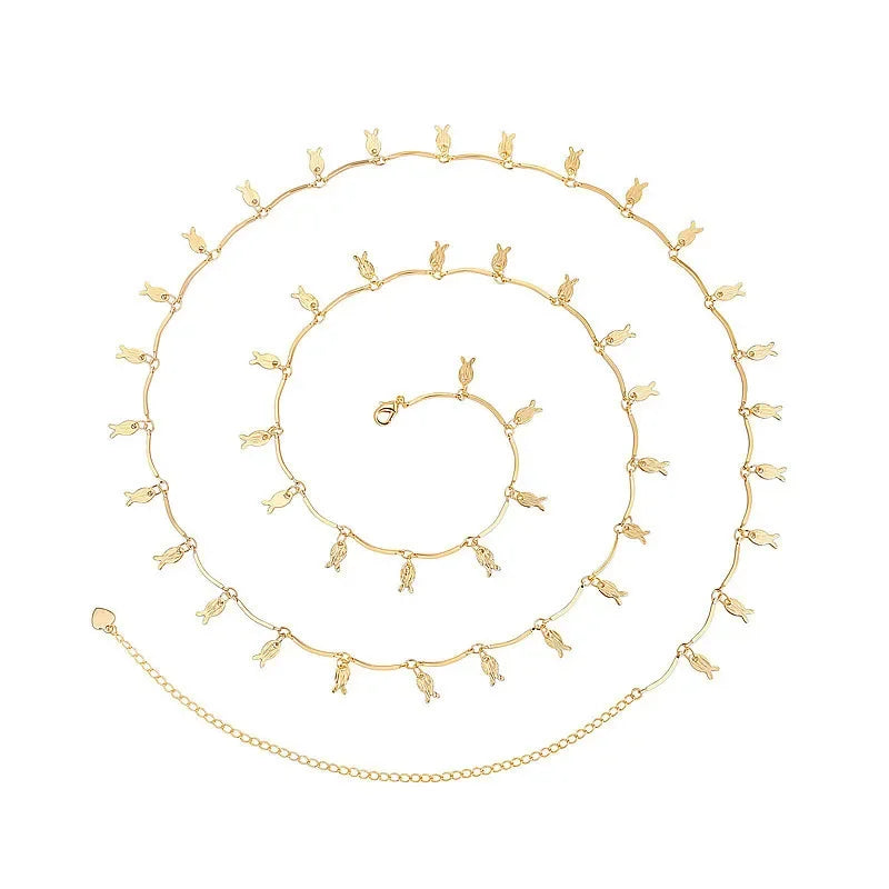 Versatile Peach Heart Sexy Body Chain Ladies' Summer Beach Bikini Body Accessories Simple Love Zircon Tassel Waist Chain