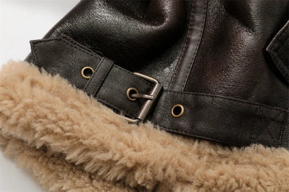 2025 Autumn winter new women's thickened warm double-sided short jacket Women's brown coat