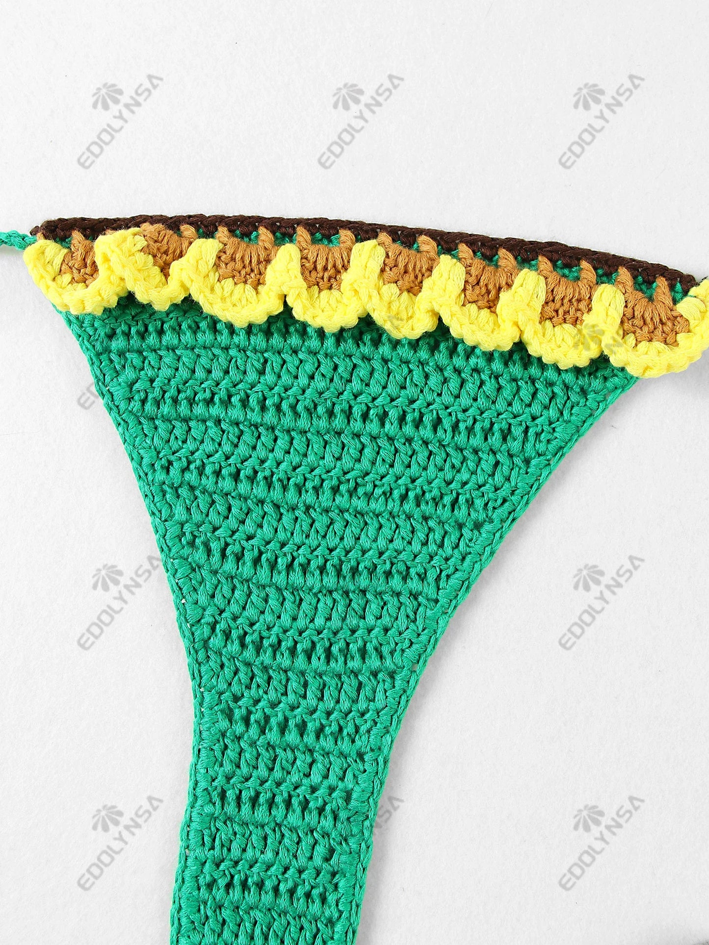 2 Piece Bikini Set 2025 Summer Yellow Sunflower Crochet Swimsuit Suit Set Beach Wear Bikinis Cover-up Women Bathing Suits K224