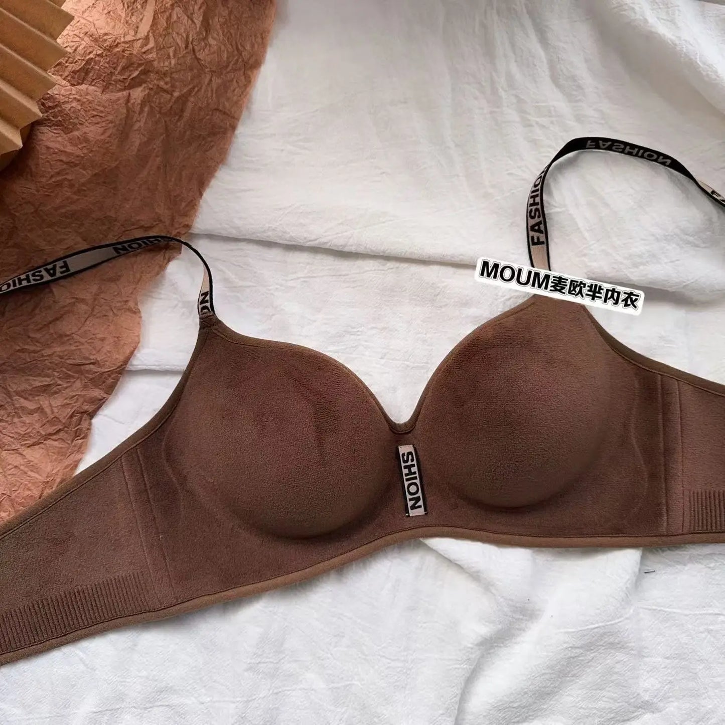 Velvet Plush Push Up Bra for Small Chest - 6CM Thermal Padded Non-Wire Bra, Warm Lined Comfort for Women, Autumn Winter Wear